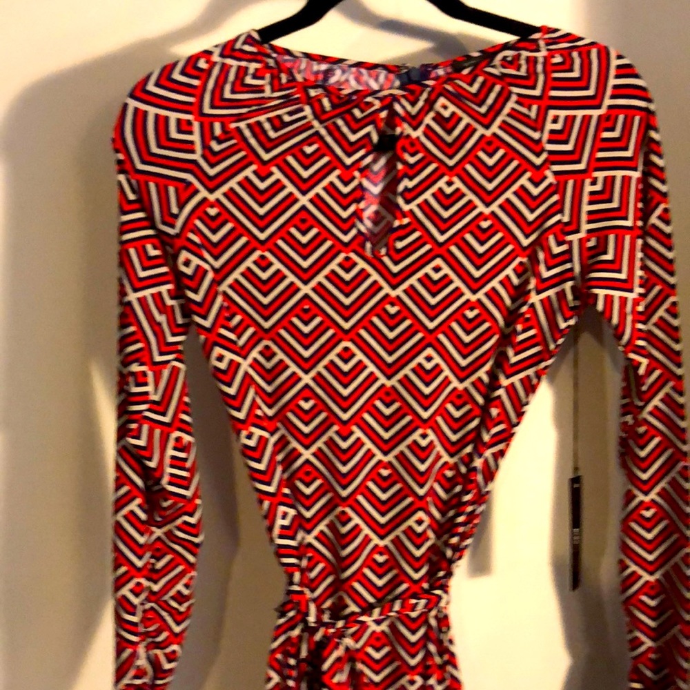 BCBG Arrowhead Carbon/Poppy fitted dress